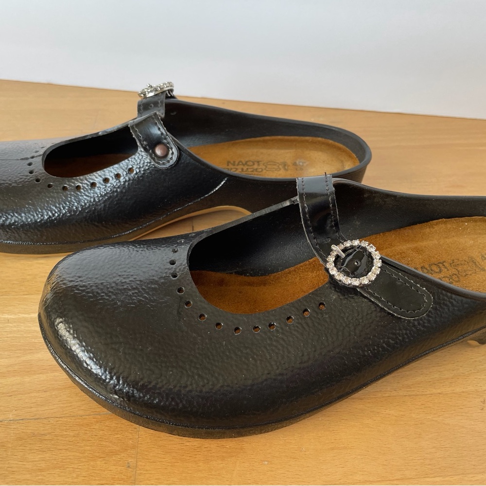 NAOT size 41 Mary Jane slides with rhinestone buckles